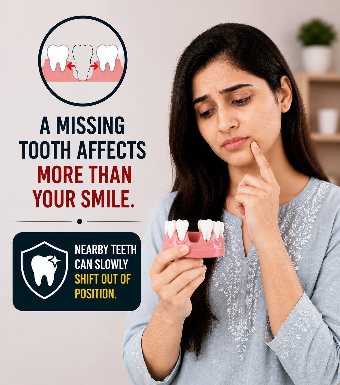 🦷 Missing Tooth? Protect Your Smile & Oral Health

A missing tooth affects more than just your smile. It can cause nearby teeth to shift, impact chewing ability, and lead to long-term oral health problems. At Singhal Dental Care, we offer advanced dental implant and tooth replacement solutions to restore your smile, confidence, and dental function.

📍 C-26, Sector-C, Alkapuri Tiraha, Aliganj, Lucknow
📞 8299015161

missing tooth treatment, dental implant Lucknow, tooth replacement Lucknow, missing teeth solution, dental implants near me, best dentist in Lucknow, Singhal Dental Care, tooth loss treatment, restore missing tooth, dental clinic Aliganj, permanent tooth replacement, smile restoration, oral health care, implant dentist Lucknow, dental care Lucknow

#SinghalDentalCare
#DentalImplants
#MissingTooth
#ToothReplacement
#SmileRestoration
#HealthySmile
#DentalCare
#DentistLucknow
#ImplantDentist
#OralHealth
#DentalClinic
#SmileConfidence
#BestDentistLucknow
#ToothLoss
#DentalImplantLucknow