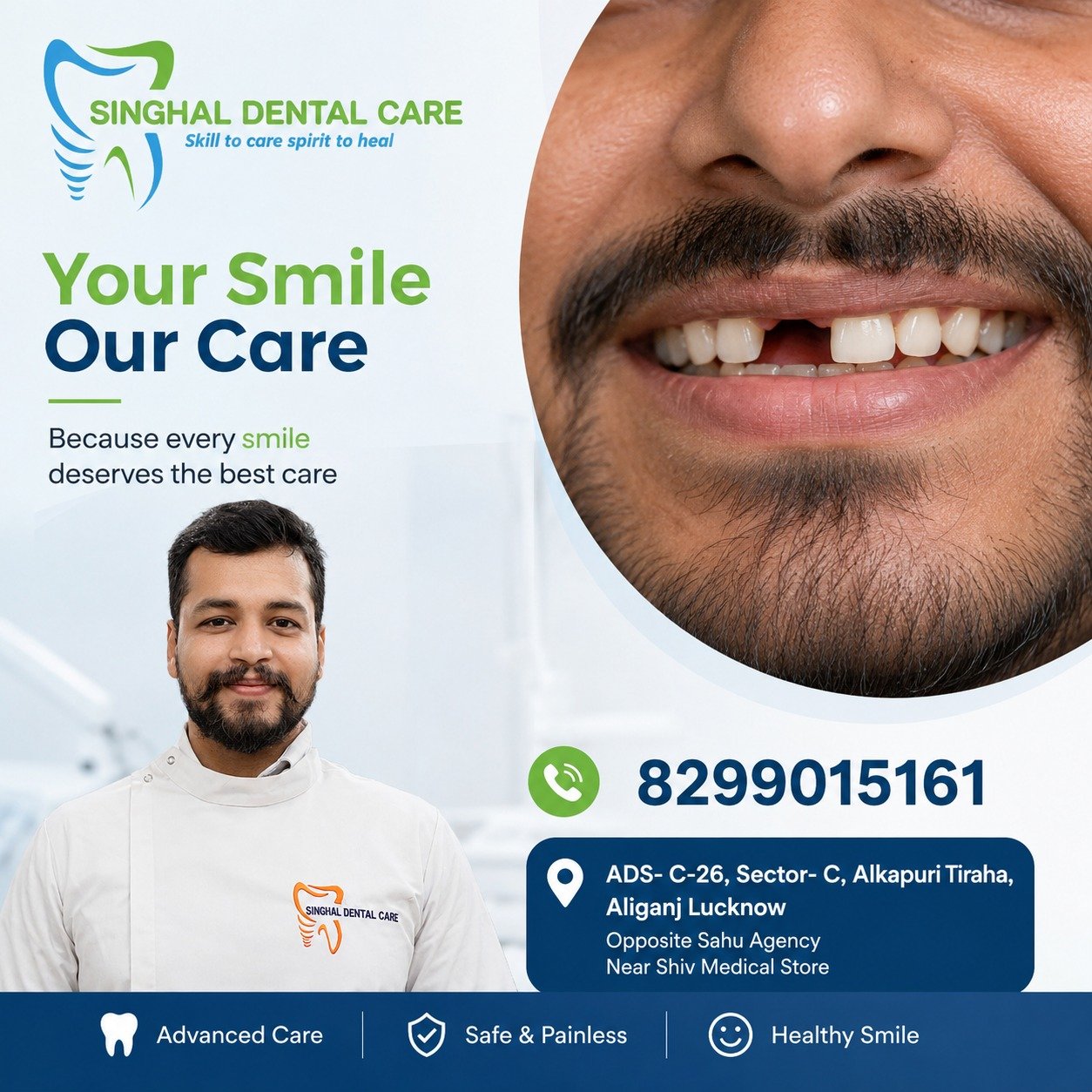 Missing Tooth Treatment in Lucknow | Expert Dental Care at Singhal Dental Care

A missing tooth can affect your smile, confidence, speech, and oral health. At Singhal Dental Care, aliganj , Lucknow, we provide advanced and painless solutions for missing teeth, including dental implants, bridges, and cosmetic restorations. Our experienced dental team focuses on restoring your natural smile with personalized treatment plans. Visit us at C-26, Sector C, Alkapuri Tiraha, Aliganj, Lucknow, opposite Sahu Agency near Shiv Medical Store. Call 8299015161 to schedule your consultation today.

📍 C-26, Sector C, Alkapuri Tiraha, Aliganj, Lucknow
📞 8299015161

missing tooth treatment Lucknow, dental implant Lucknow, front tooth replacement, tooth gap treatment, best dentist in Aliganj, Singhal Dental Care, dental clinic Lucknow, painless dental treatment, cosmetic dentistry Lucknow, smile restoration, dental bridge treatment, implant dentist Lucknow, teeth replacement clinic, oral health care, dental consultation Lucknow

#SinghalDentalCare, #MissingTooth, #DentalImplants, #ToothReplacement, #SmileRestoration, #DentistLucknow, #AliganjDentist, #DentalClinicLucknow, #HealthySmile, #CosmeticDentistry, #OralHealth, #DentalCare, #SmileMakeover, #PainlessDentistry, #FrontToothReplacement, #LucknowHealthcare, #DentalTreatment, #TeethCare, #BestDentist, #DentalImplantLucknow