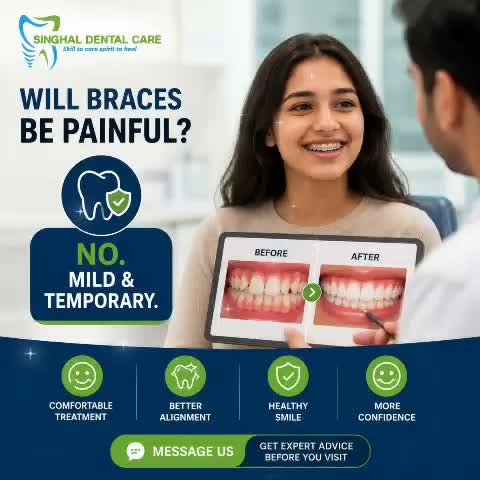 Are Braces Painful? Braces Treatment for Crowded Teeth in Lucknow | Singhal Dental Care

😬 Scared that braces will hurt?

The truth is that most patients experience only mild, temporary discomfort as their teeth begin to move. The confidence you gain lasts much longer.

🦷 FAQ: Will Braces Be Painful?

This is one of the most common questions we hear.

✅ The answer is No.

Modern braces are designed to move teeth gently. Most patients experience only mild and temporary discomfort for a few days after adjustments.

If you have crowded teeth, braces can help:

✔ Straighten Teeth

✔ Improve Your Bite

✔ Make Cleaning Easier

✔ Enhance Smile Confidence

✔ Improve Oral Health

✔ Prevent Future Alignment Problems

📍 Singhal Dental Care

Aliganj, Lucknow

📞 Call / WhatsApp: 8299015161

Braces Treatment Lucknow
Crowded Teeth Treatment
Braces for Crowded Teeth
Orthodontist Lucknow
Are Braces Painful
Teeth Alignment
Dental Braces
Smile Correction
Orthodontic Treatment
Braces Clinic Lucknow

Braces Treatment Aliganj
Orthodontist Aliganj Lucknow
Braces Near Me
Teeth Alignment Lucknow
Dental Clinic Aliganj
Smile Correction Lucknow
Orthodontic Clinic Lucknow
Dentist in Aliganj

#Braces #Orthodontics #BracesTreatment #CrowdedTeeth #TeethAlignment #SmileCorrection #DentalBraces#LucknowDentist #OrthodontistLucknow #BracesLucknow #AliganjLucknow #DentalClinicLucknow#SinghalDentalCare #HealthySmile #SmileTransformation #ConfidentSmile #OrthodonticCare